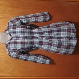Hollister blue plaid cali sheer brand tunic top with belt.  Cute and cozy  small